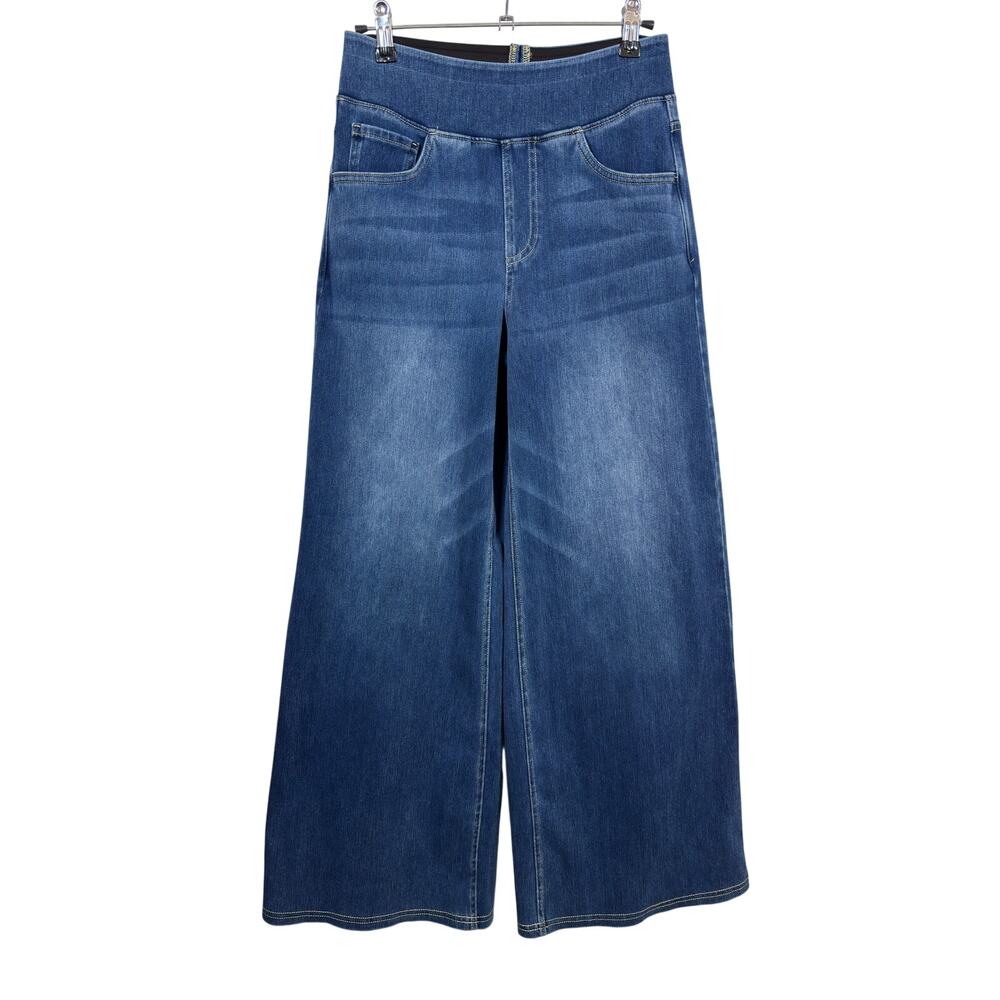 Halara Flex Wide Leg Jeans Womens Small Petite Blue High Rise Pull-On Stretch